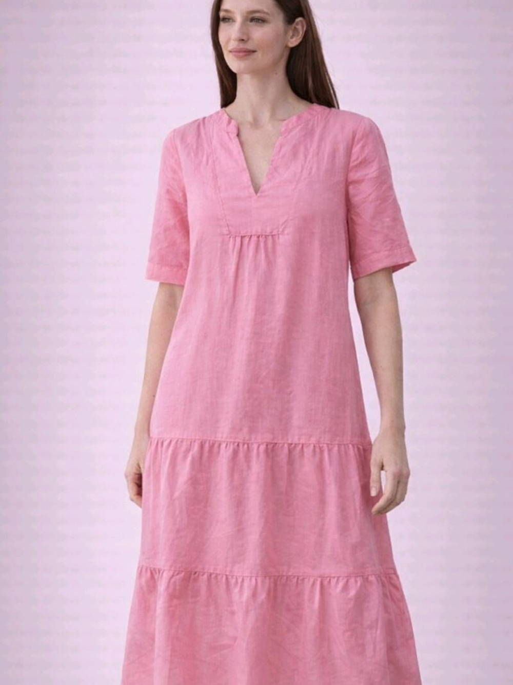 Zara Soft Pink Casual Tiered Dress